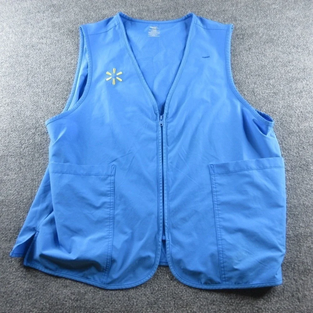 Walmart Employee Vest Adult XL Blue Full Zip Sleeveless Associate Uniform